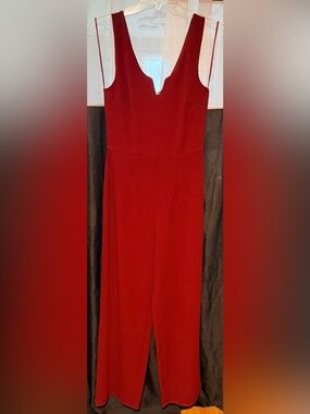 Like New Trixxi Deep Red V-Neck Jumpsuit